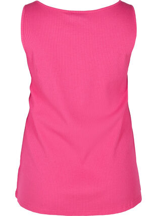 Top with a round neck in ribbed fabric, Fuchsia Purple, Packshot image number 1