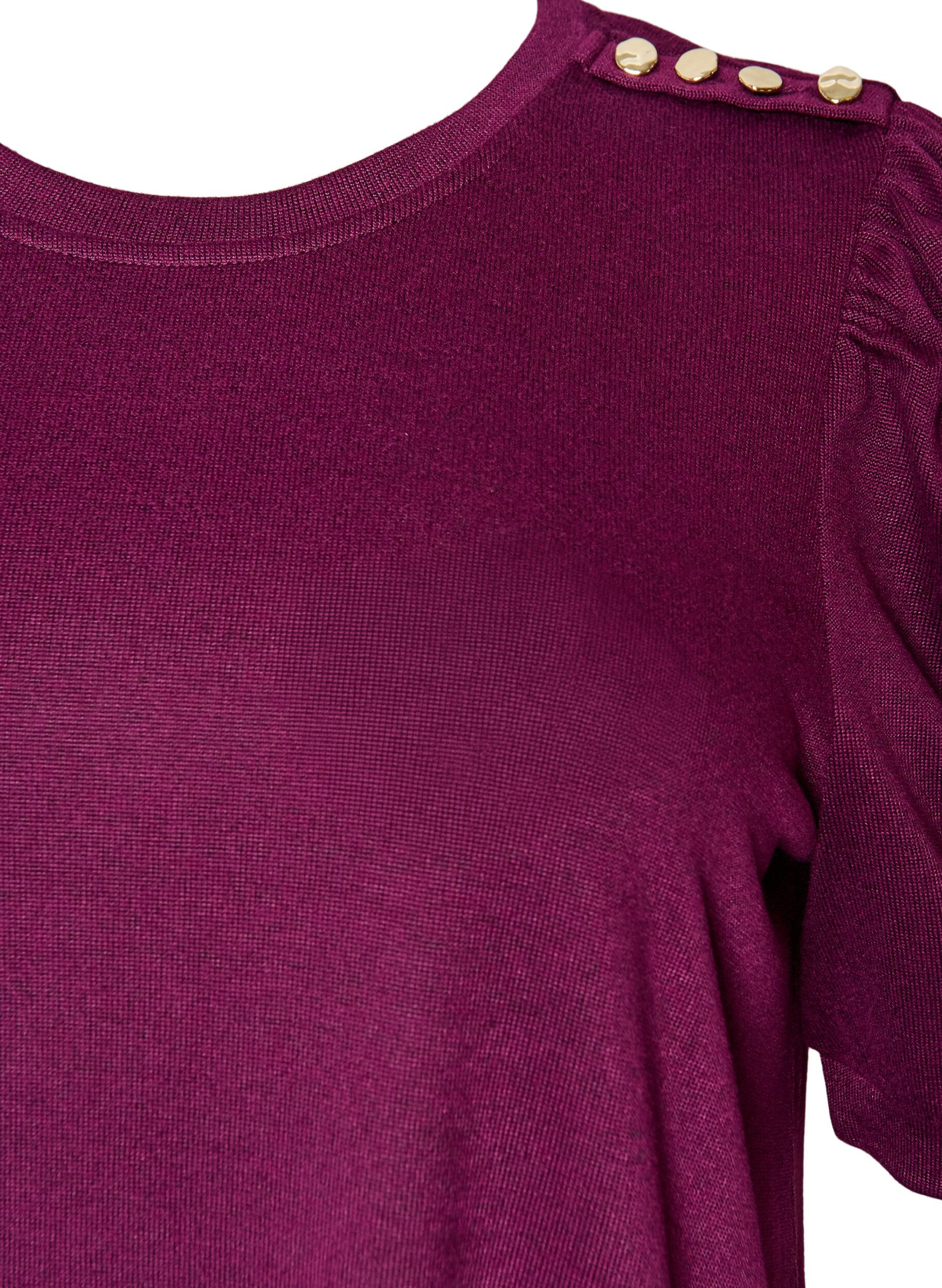 ZizzifashionBlouse with button detail and short puff sleeves, Dark Bordeaux, Packshot image number 2