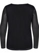 Close-fitting mesh top with v-neck, Black, Packshot image number 1