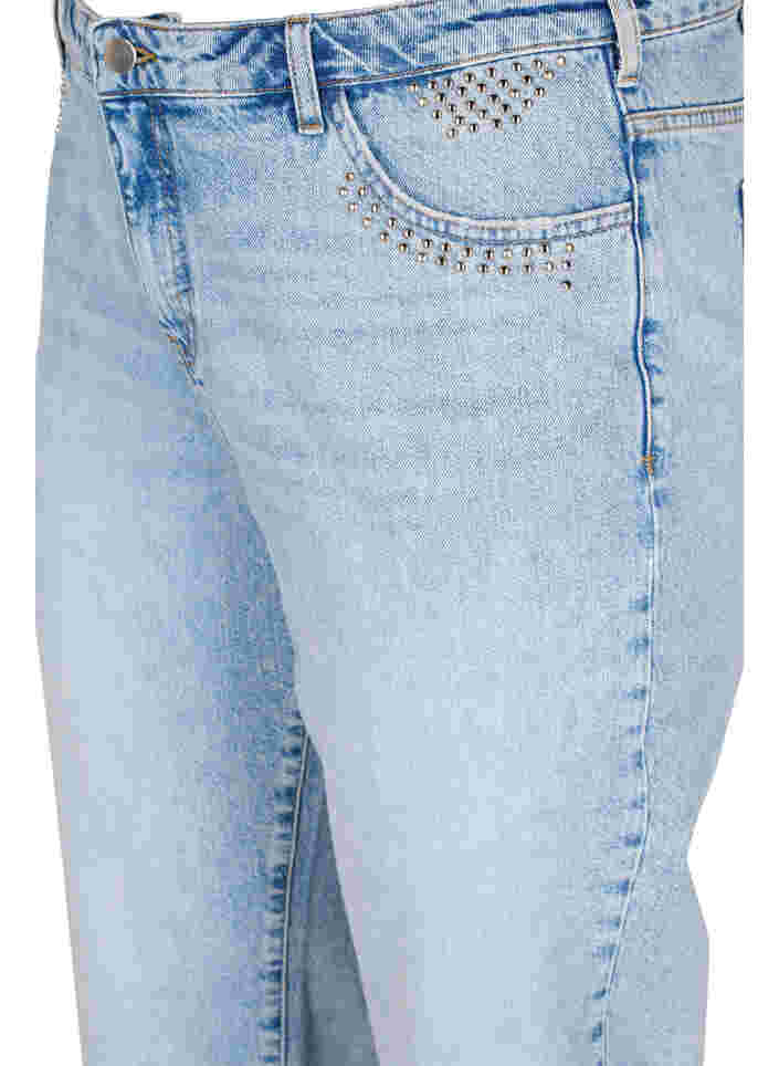 Cropped Vera jeans with studs, Light blue denim, Packshot image number 2