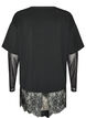 Blouse with mesh sleeves and lace trim, Black, Packshot image number 1