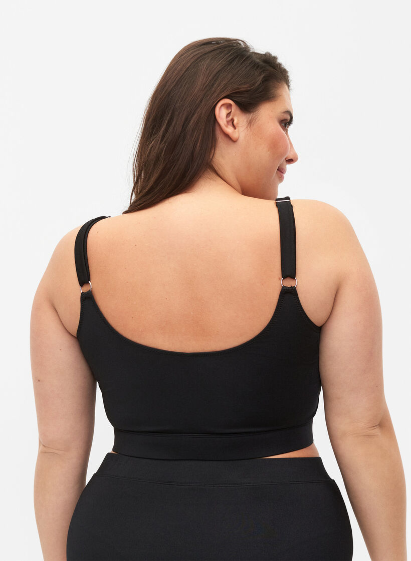 Bikini top with adjustable straps, Black, Model image number 1