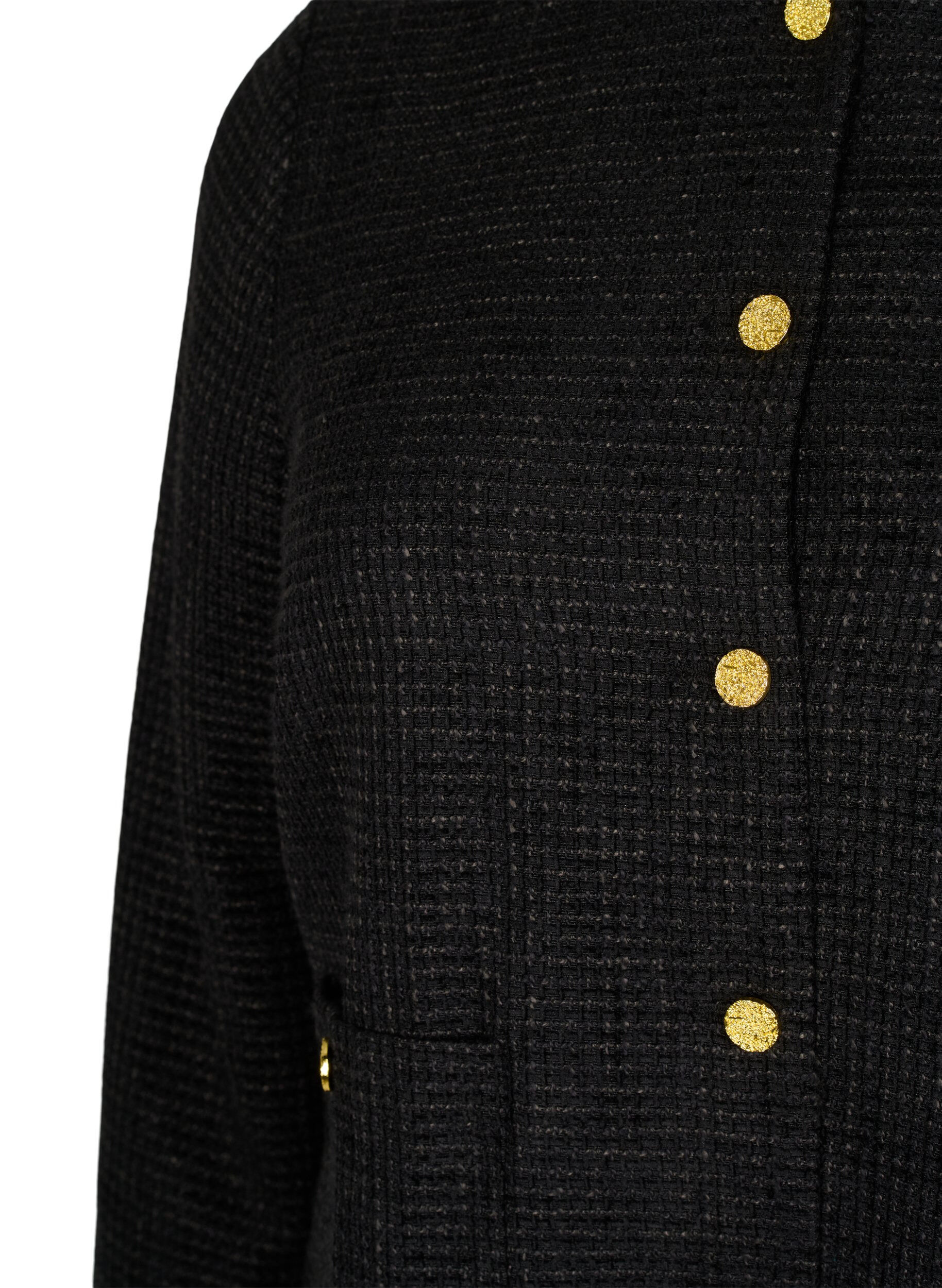 Zizzifashion Boucle jacket with pockets and decorative buttons, Black, Packshot image number 2