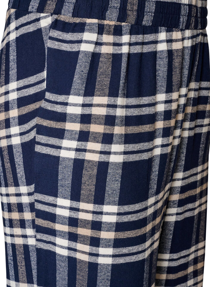 Checked cotton pyjama bottoms, Blue, Packshot image number 2