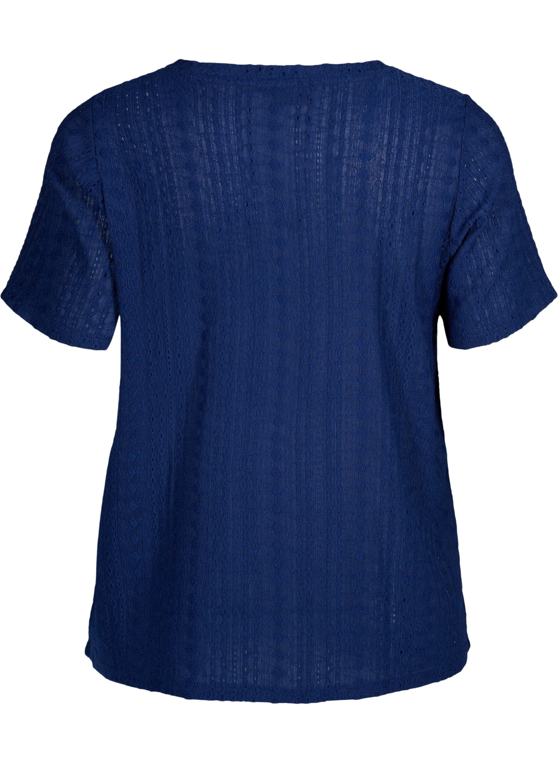 Zizzifashion Short sleeve blouse with textured pattern, Medieval Blue, Packshot image number 1