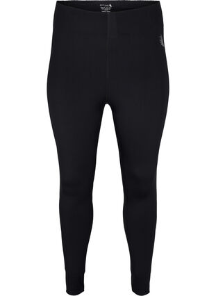 Cropped exercise tights with pocket, Black, Packshot image number 0