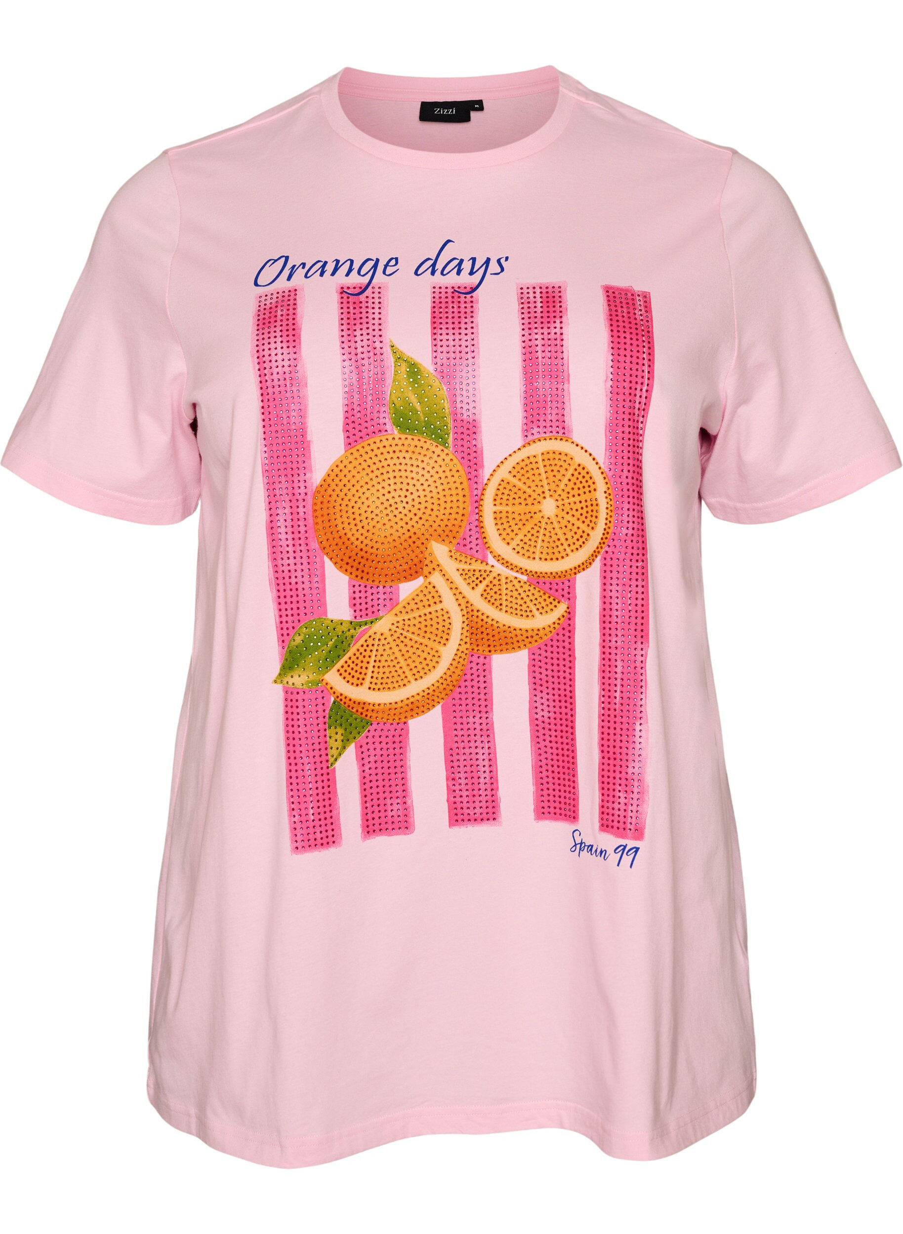 ZizzifashionOrganic cotton T-shirt with front print, Pink, Packshot image number 0