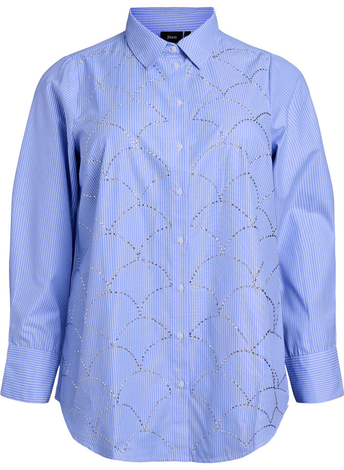 Shirt with stripes and studs, Blue, Packshot image number 0
