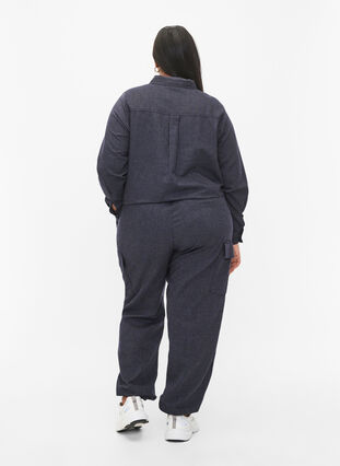 Pinstriped cotton cargo pants, Dark Blue Stripe, Model image number 1