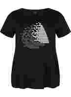 Sports t-shirt with print, Black w. White, Packshot