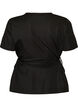 Blouse in a cotton blend with a V-neck and tie-string, Black, Packshot image number 1