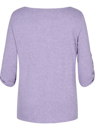 Blouse with buttons and 3/4 sleeves, Purple Melange, Packshot image number 1