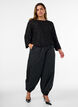 Sheer blouse with floral texture and long sleeves, Black, Model image number 1