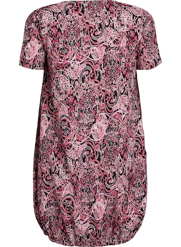 Short-sleeved, printed cotton dress, Black, Packshot image number 1