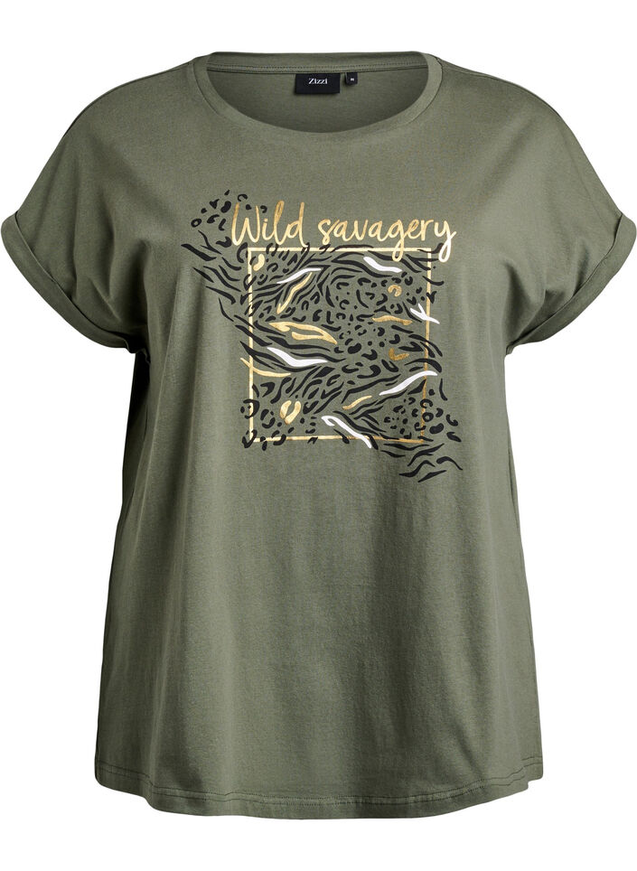 T-shirt with animal print and text, Thyme W. Wild, Packshot image number 0