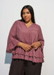 Blouse with 3/4-sleeves and ruffle details, Rose, Model image number 0