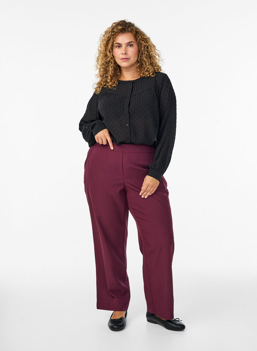 Shirt with a textured dot pattern and embroidery details, Black, Model image number 1