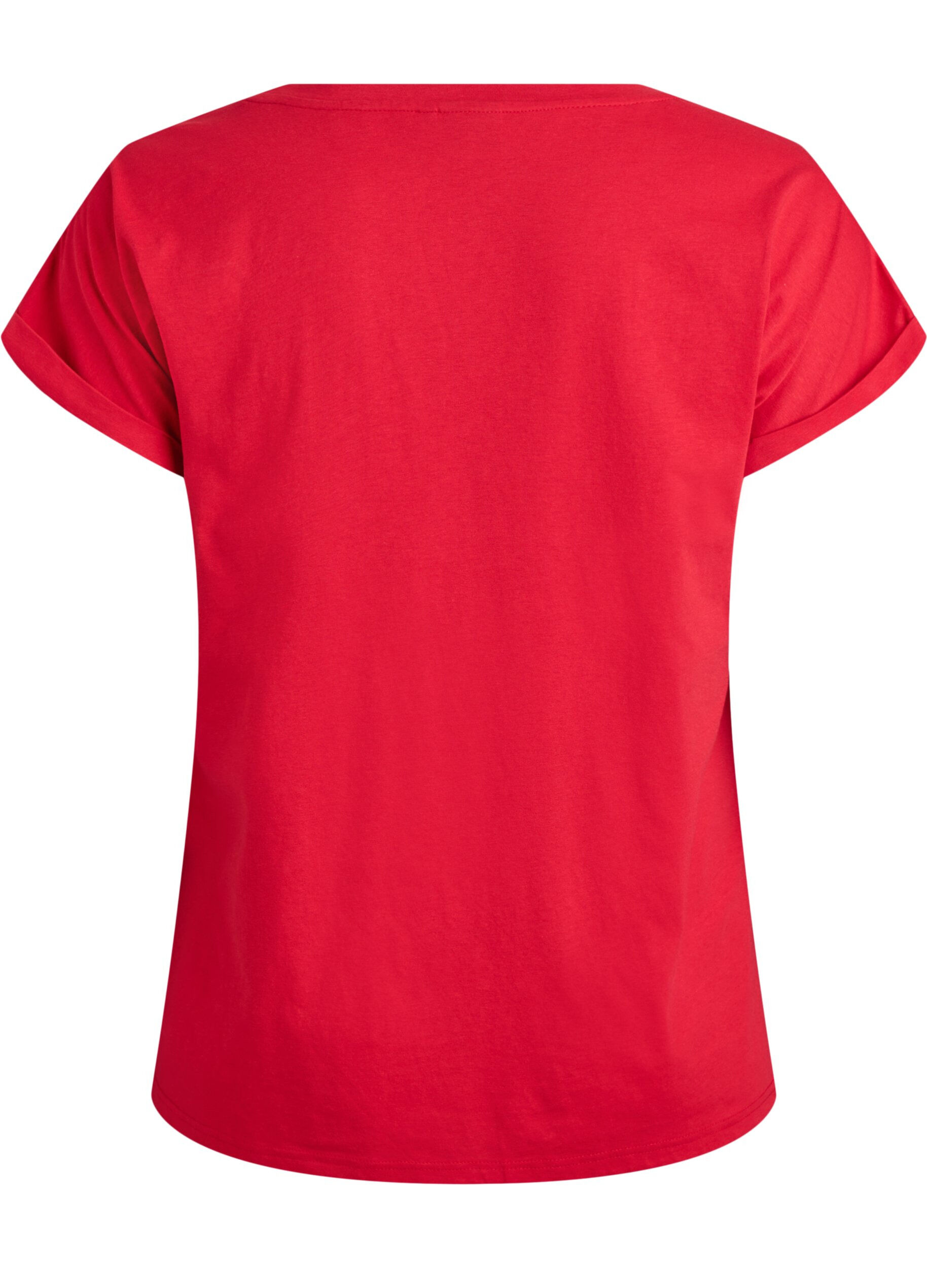 Zizzifashion Short sleeved cotton blend t-shirt, Red, Packshot image number 1