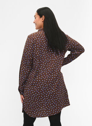 FLASH - Dotted tunic with long sleeves, Chicory Coffee AOP, Model image number 1