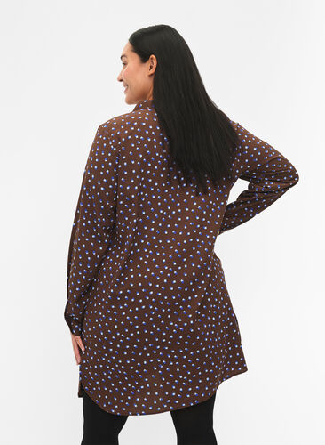 FLASH - Printed tunic with long sleeves, Chicory Coffee AOP, Model image number 1