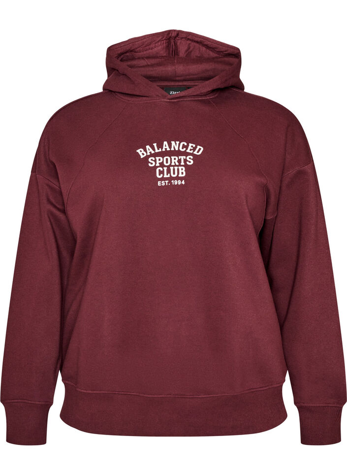 Hoodie with chest print, Red, Packshot image number 0