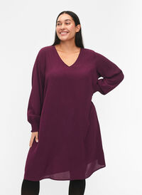 FLASH - Long sleeve dress with glitter, Purple w. Silver, Model