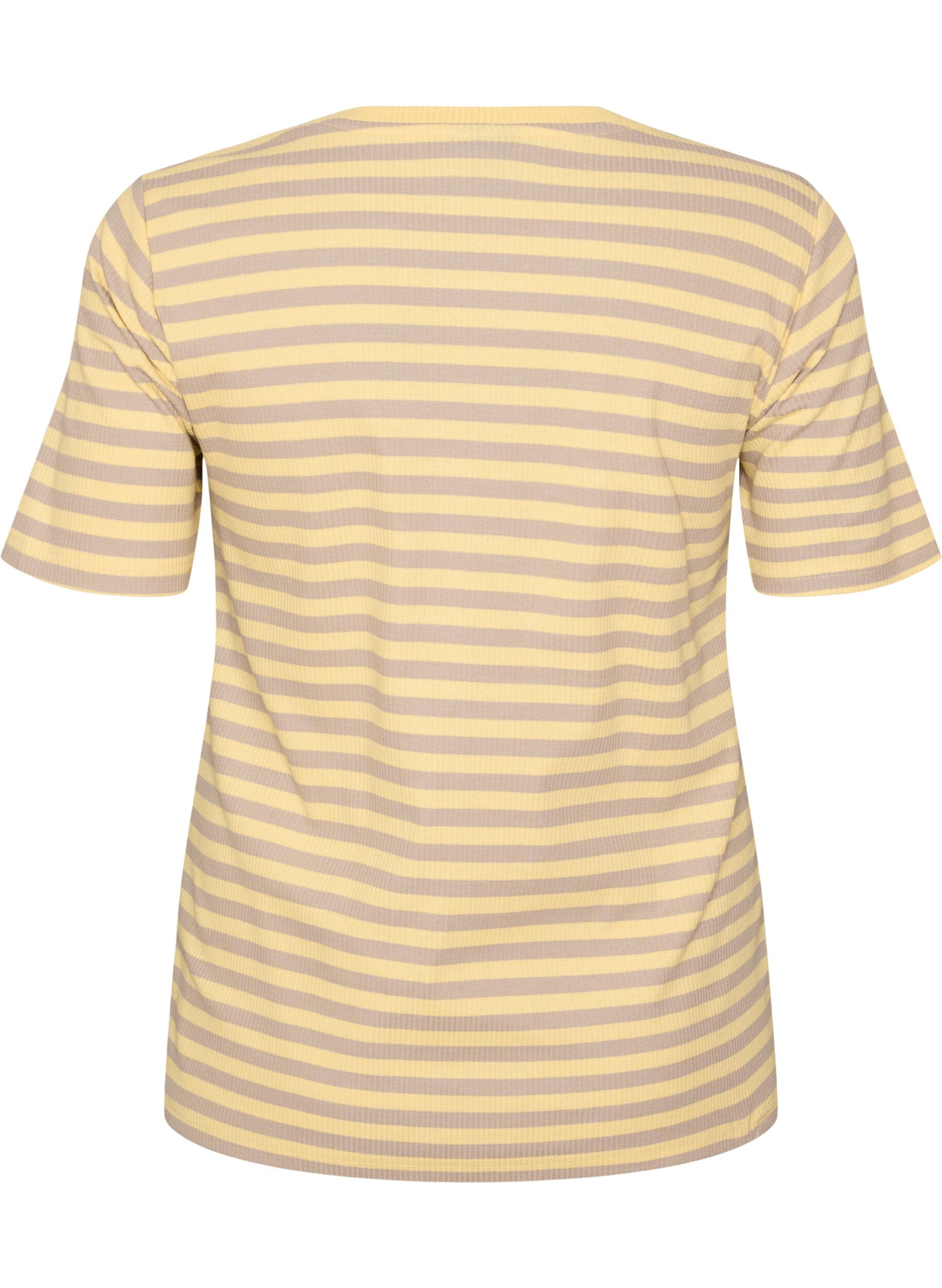 ZizzifashionStriped T-shirt with ribbed texture, Yellow, Packshot image number 1