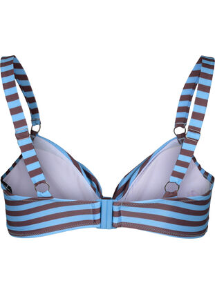 Underwired bikini bra with print, BlueBrown Stripe AOP, Packshot image number 1