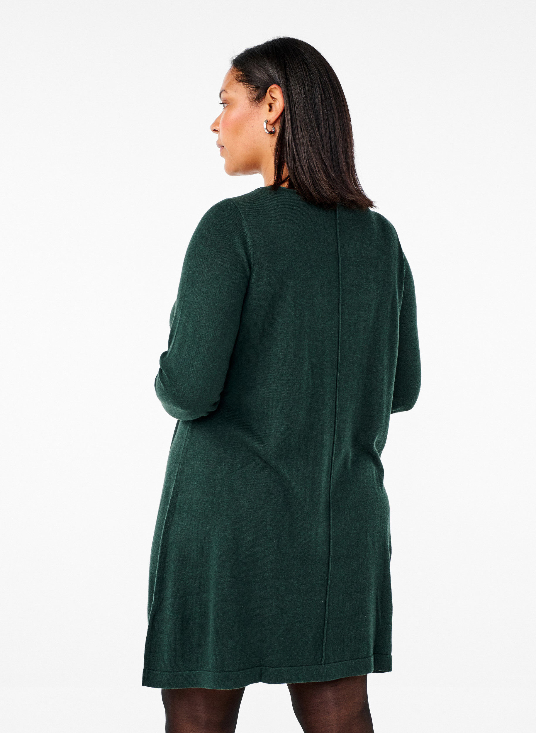 ZizzifashionKnitted dress in cotton-viscose blend, Green, Model image number 2