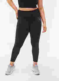 Solid-coloured gym leggings, Black, Model
