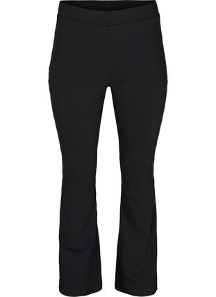 Flared viscose blend trousers, Black, Packshot image number 0