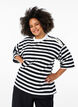 Striped blouse with 3/4 sleeves and button detail, Black, Model image number 0