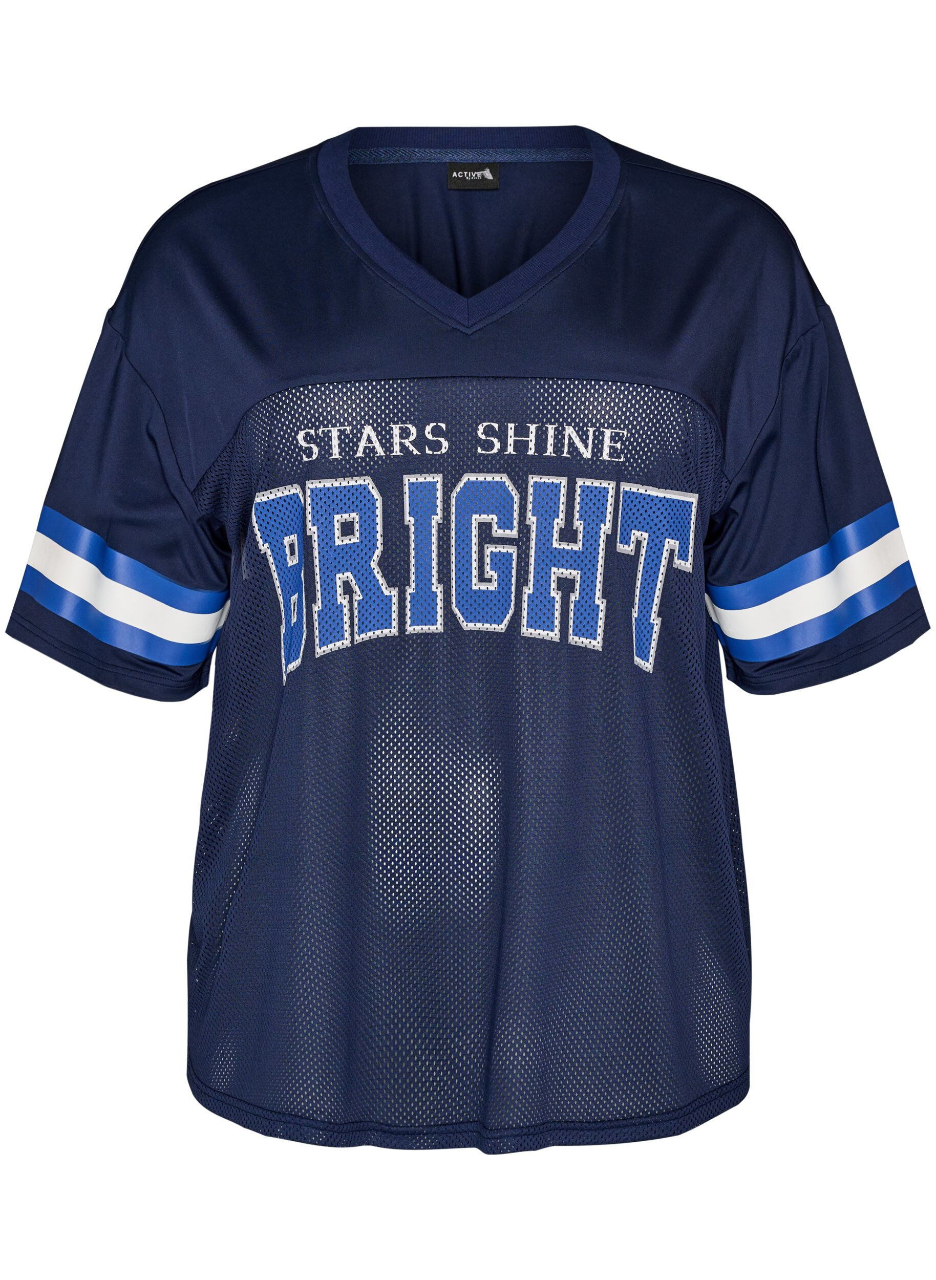 Workout t-shirt with a V-neck and front print