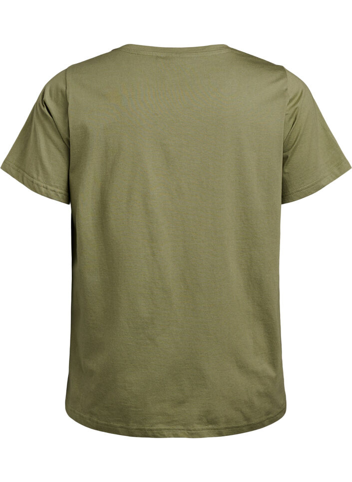 T-shirt in organic cotton with chest pocket, Green, Packshot image number 1