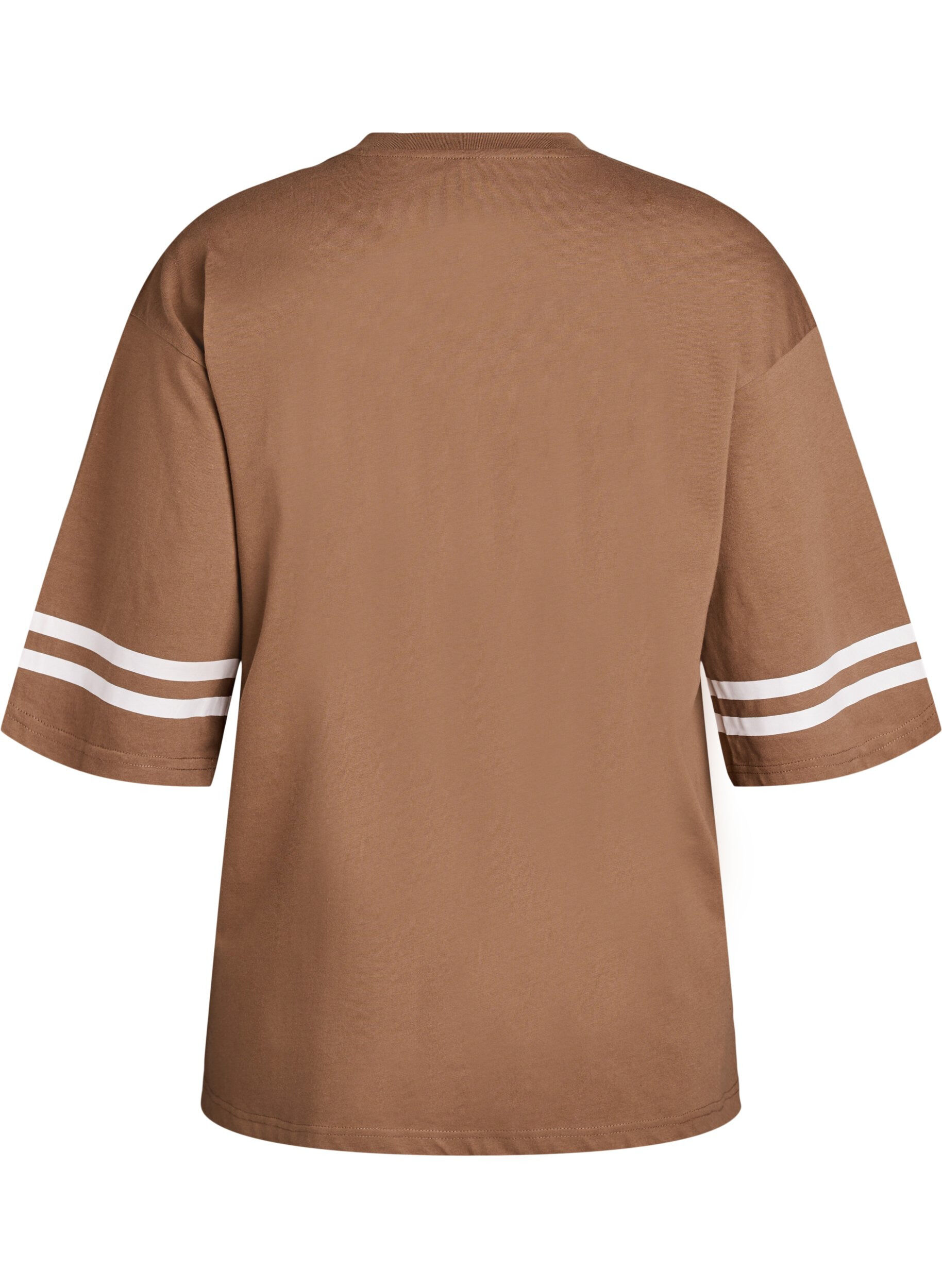 Zizzifashion Oversized college T-shirt with 3/4 sleeves, Brown, Packshot image number 1