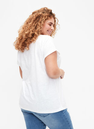 Printed T-shirt in organic cotton, B. White Black Print, Model image number 1