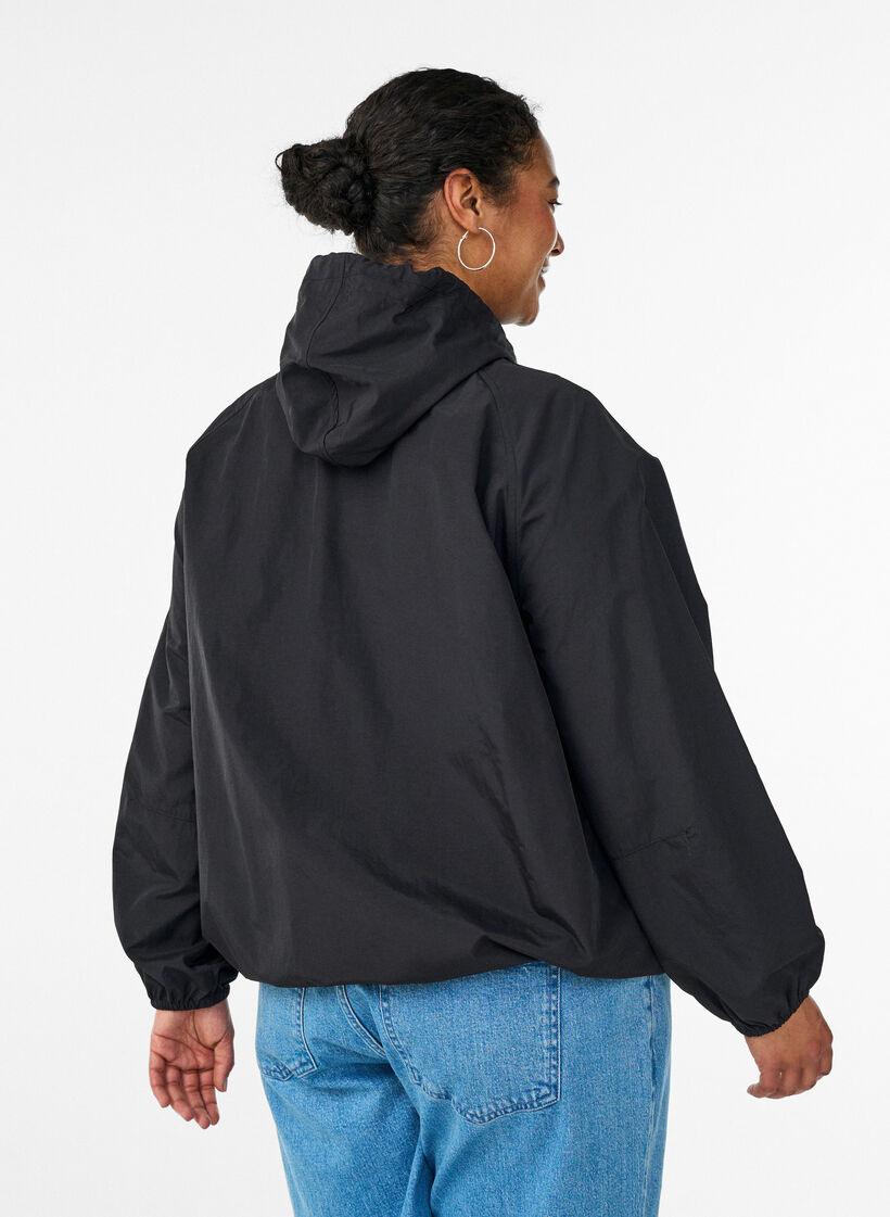Lightweight hooded jacket with pockets, Black, Model image number 2