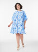 Short viscose dress with balloon sleeves, Blue, Model image number 1