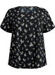 FLASH - Short-sleeved blouse with texture, Black, Packshot image number 0