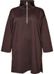 Sporty sweatshirt dress with a high collar and zip, Brown, Packshot image number 0
