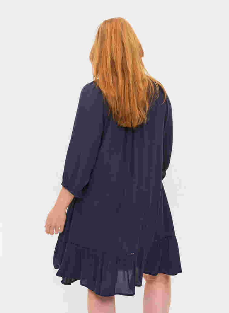 Viscose dress with 3/4 sleeves, Navy Blazer, Model image number 1
