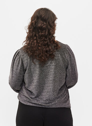 Top with glitter and long sleeves, Black Silver, Model image number 1
