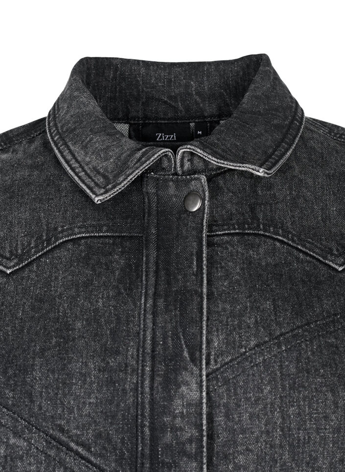 Denim jacket with hidden zip, Dark Grey Denim, Packshot image number 3