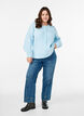 Cable knit cardigan with pearl buttons, Light Blue, Model image number 1