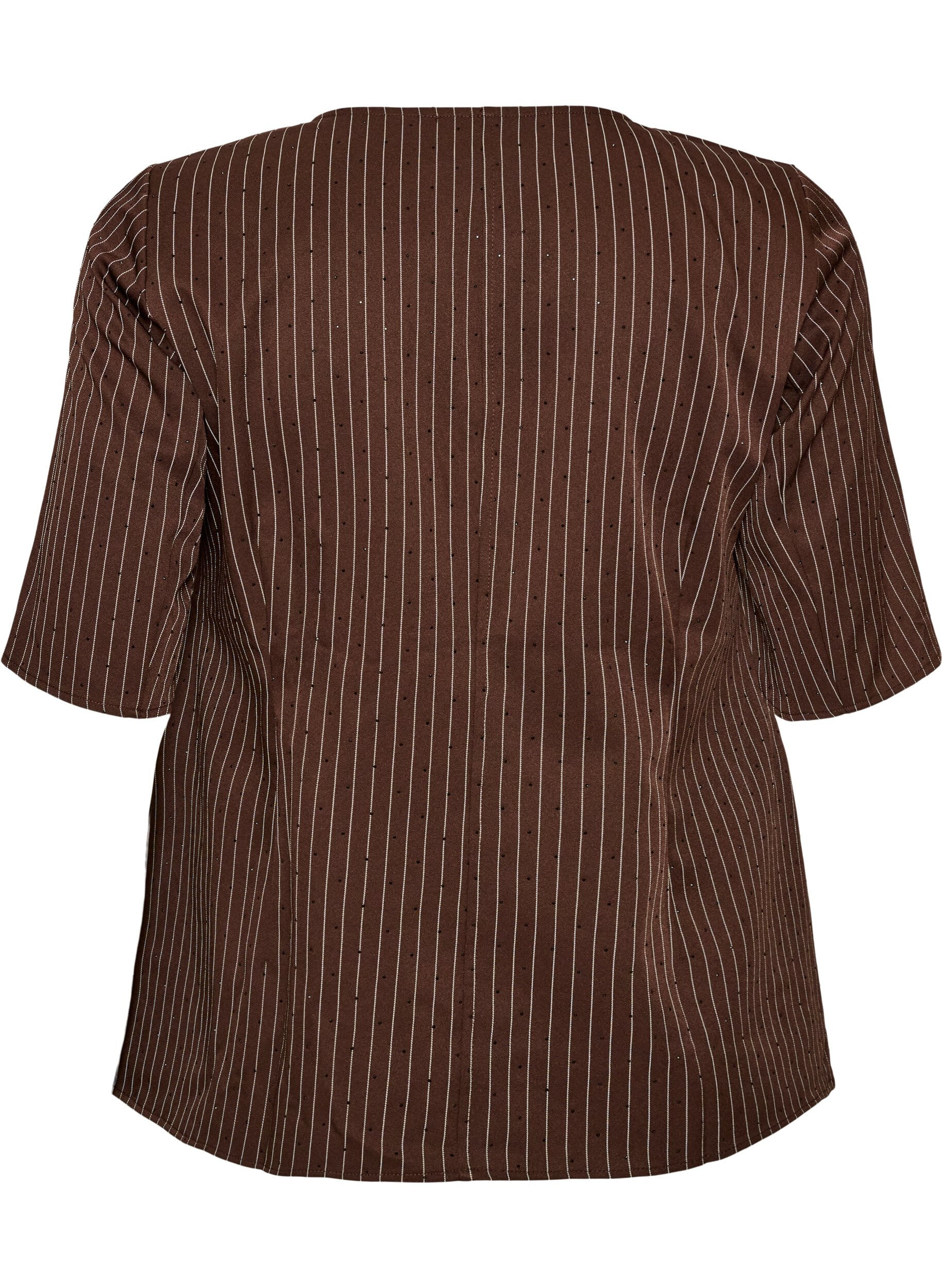ZizzifashionPinstripe blouse with rhinestones and buttons, Brown, Packshot image number 1