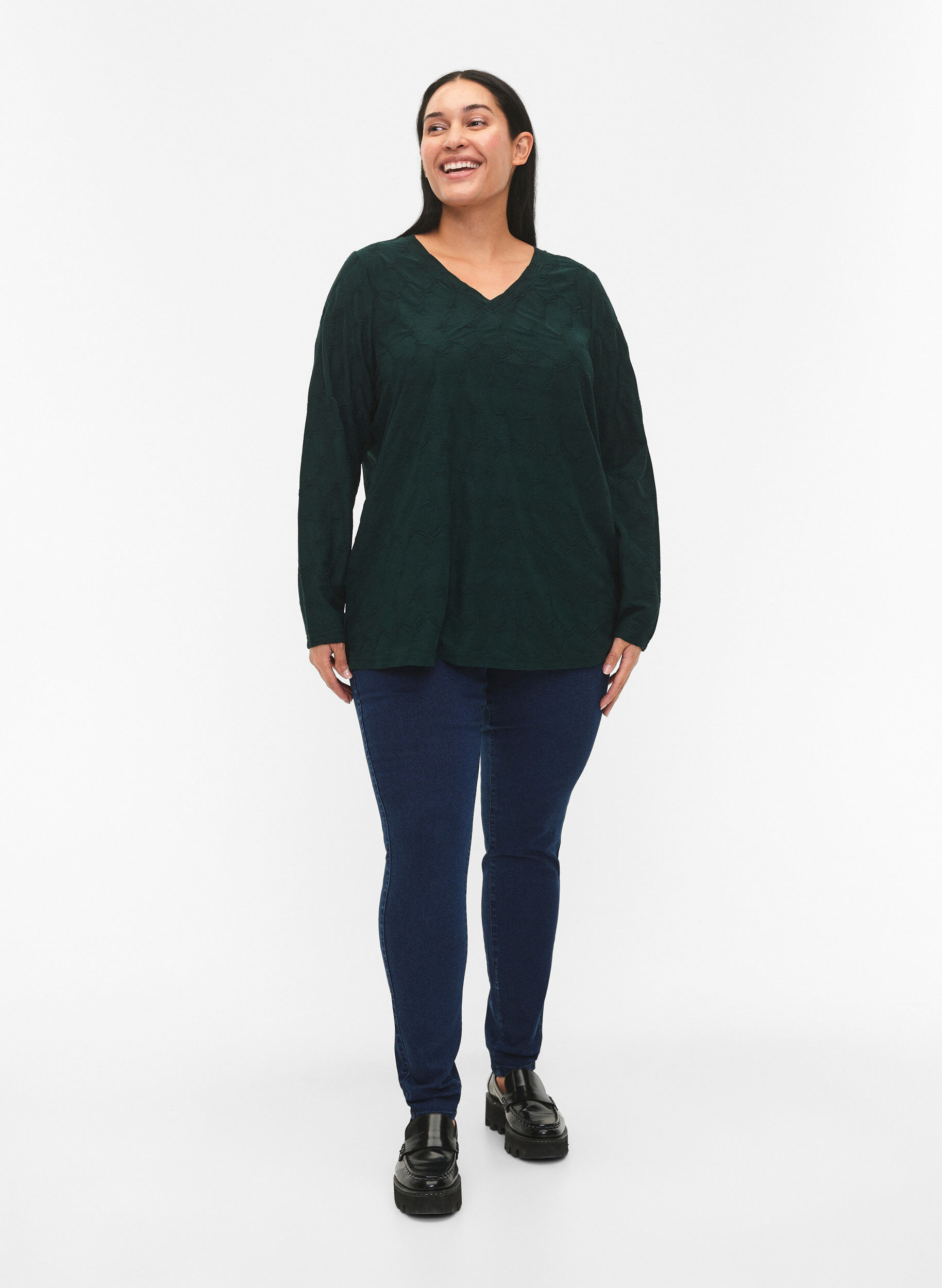 Zizzifashion FLASH - Long sleeve blouse with structure, Scarab, Model image number 2