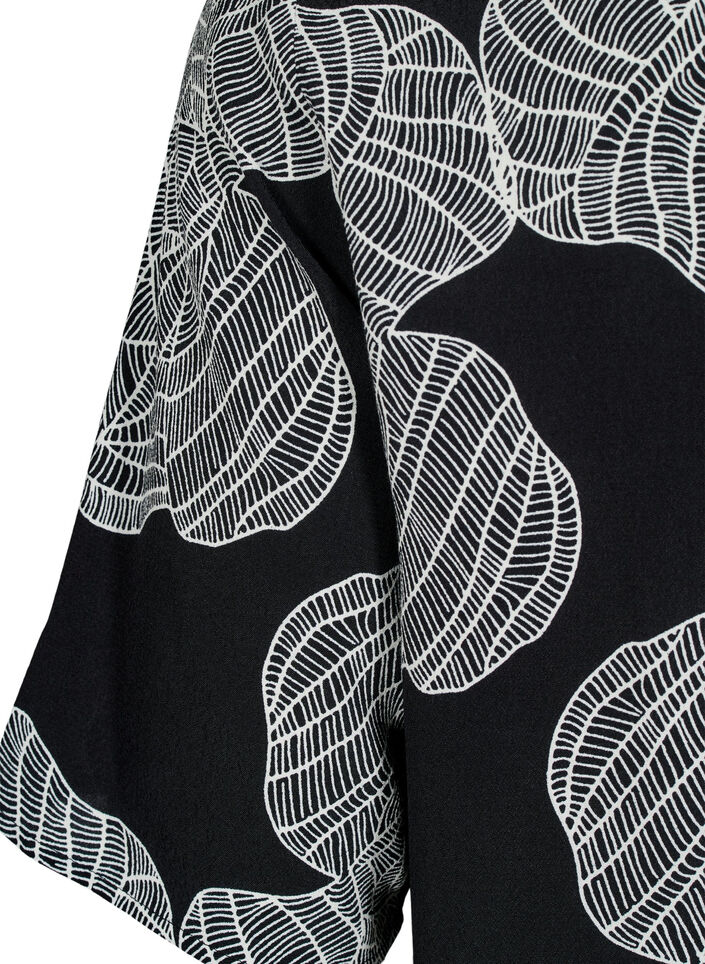 Short sleeve viscose Blouse with print, Black, Packshot image number 3