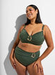 High-waisted Tai bikini briefs with gold detail, Green, Model image number 0
