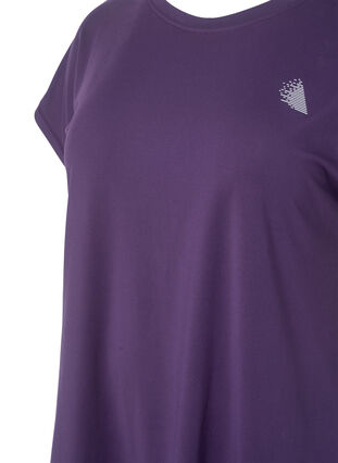 Short-sleeved workout t-shirt, Purple Plumeria, Packshot image number 2