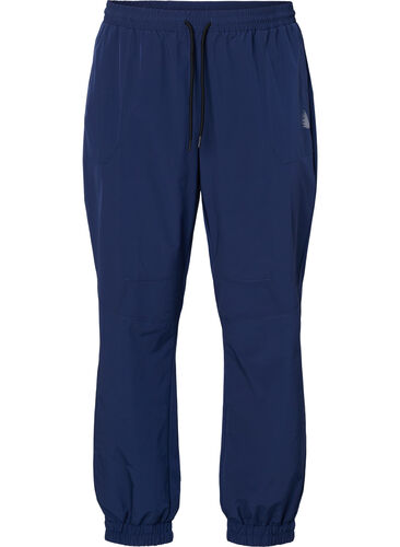 Training pants with elastic waistband and drawstring, M. Blue w. Black, Packshot image number 0